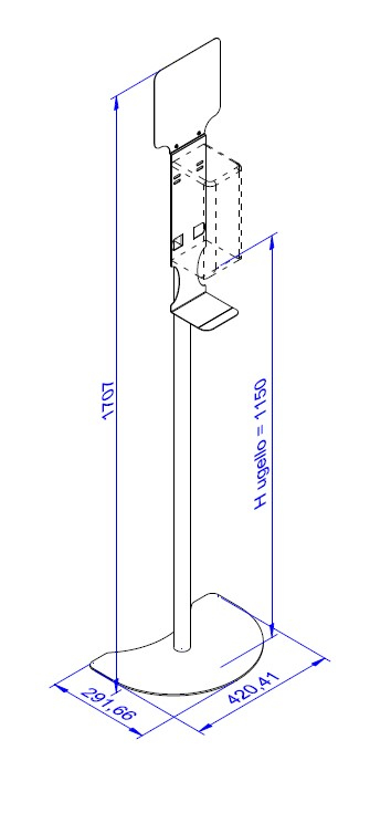 ITB PS-HAND1390-FIX-WH supporto per disinfettanti Bianco Acciaio 1 pz