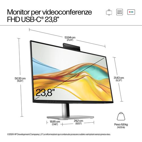 HP Series 5 Pro Monitor per videoconferenze serie 5 Pro FHD USB-C da 23,8