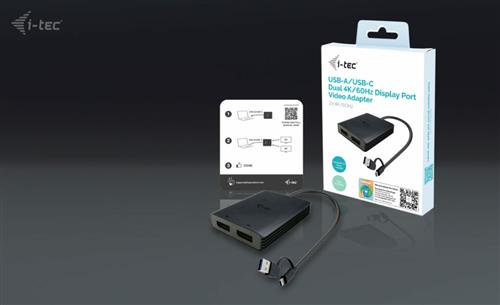 I-TEC USB-A/C 2X DP ADAPTER DUAL 4K DP VIDEO ADAPTER