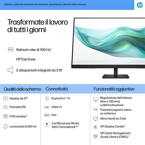 HP Series 3 Pro Monitor serie 3 Pro FHD da 27'' – 327ph
