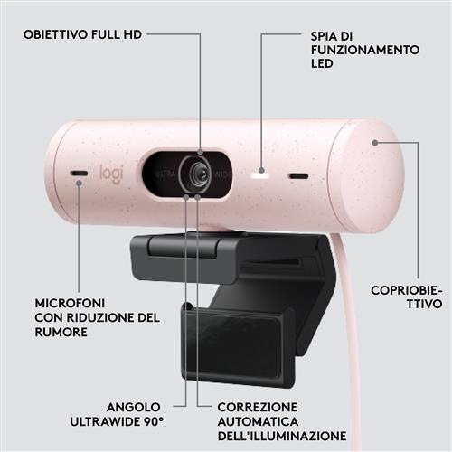 LOGITECH BRIO 500 WEBCAM ROSE - EMEA28