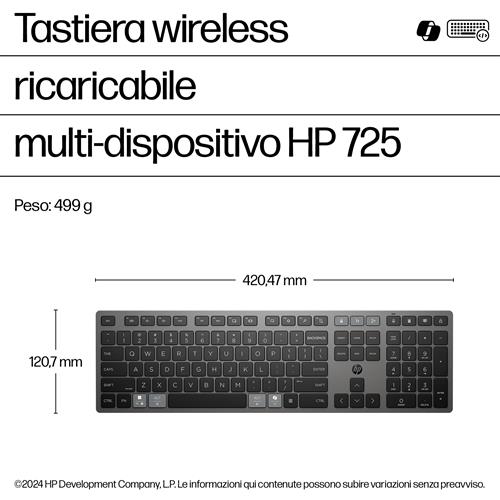HP Tastiera wireless ricaricabile multidispositivo 725