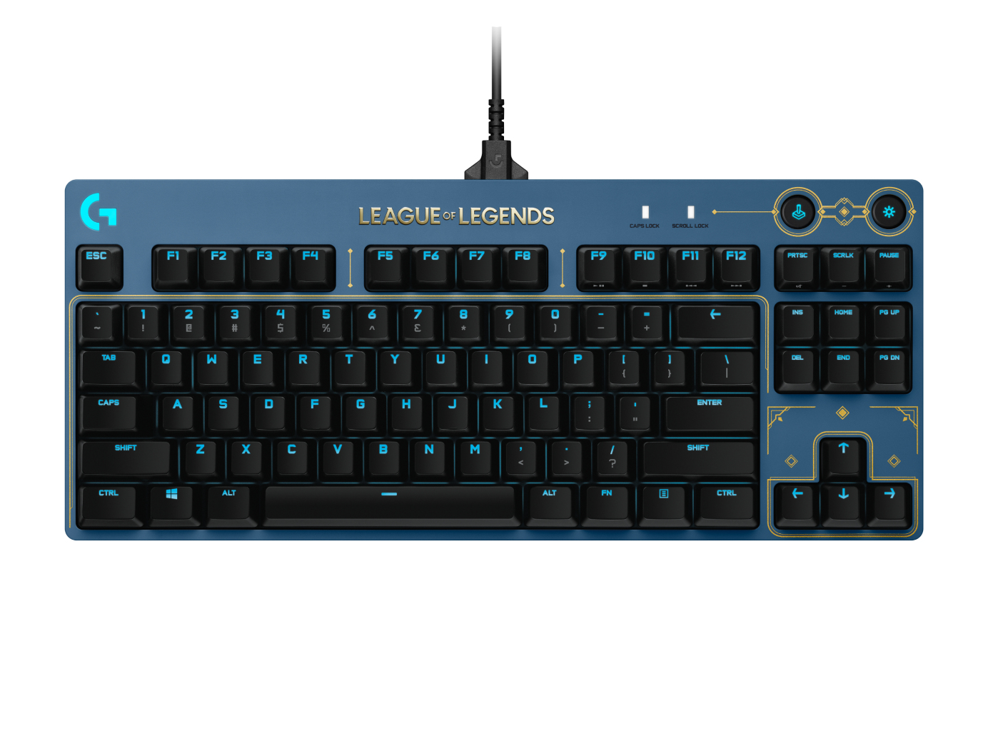 Logitech G 920-010537 tastiera Gaming USB QWERTY US International Nero, Blu, Oro