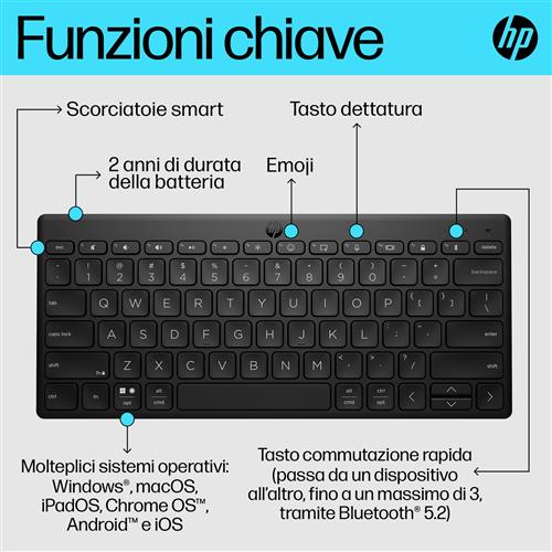 HP Tastiera Bluetooth multi-dispositivo compatta 350