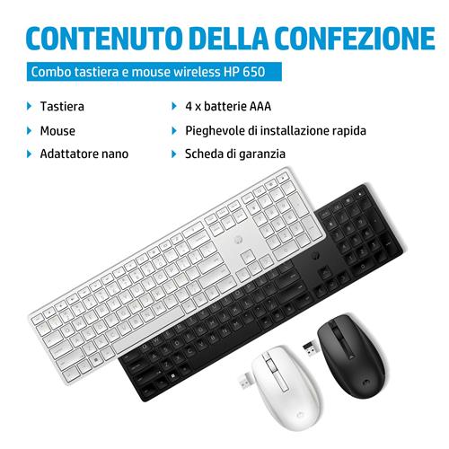 HP Combinazione di tastiera e mouse wireless 650, colore nero
