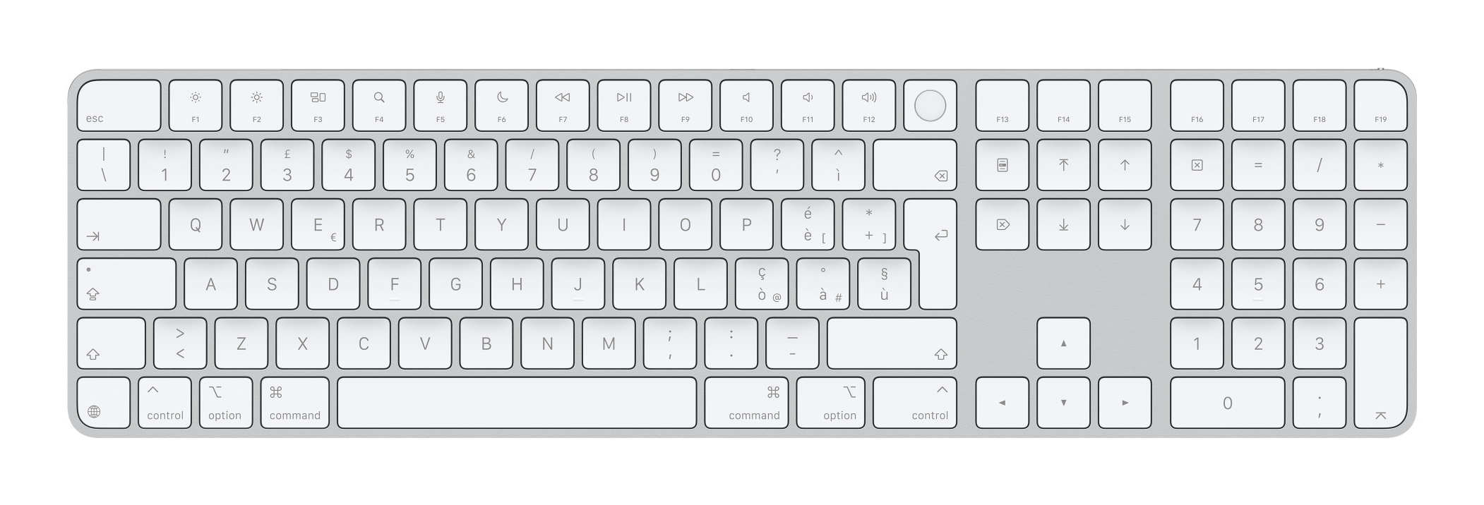 Apple Magic Keyboard con Touch ID e tastierino numerico per Mac con chip (USB-C) - Italiano - Tasti bianchi