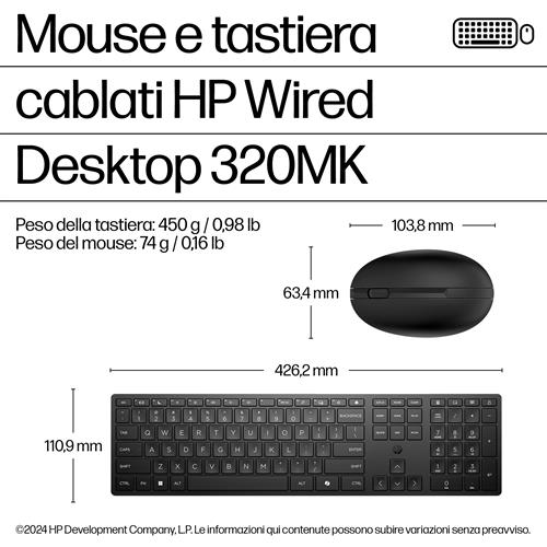 HP Mouse e tastiera Wired Desktop 320MK