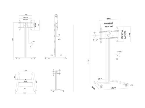 TROLLEY H 210 WITH LANDSCAPE PORTRAIT ROTATION - BLACK