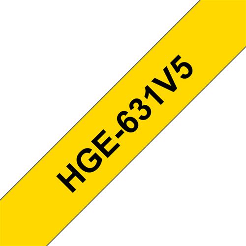 HG-631 LAMINATED TAPE 12MM 5PCS F/ PT 9700PC BLACK ON YELLOW