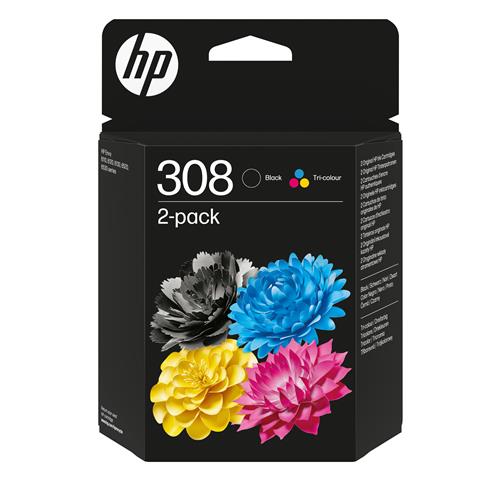 HP 308 BLACK/TRI-COLOR INK BLISTER CARTRIDGE COMBO 2-PACK