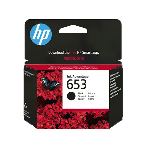 HP 653 BLACK ORIGINAL INK EN/FR/PT/AR/GR/TR ADV CARTRIDGE
