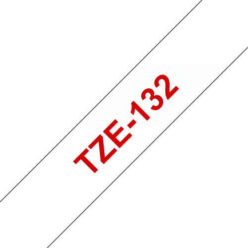 TZE-132 LAMINATED TAPE 12MM 8M RED ON CLEAR