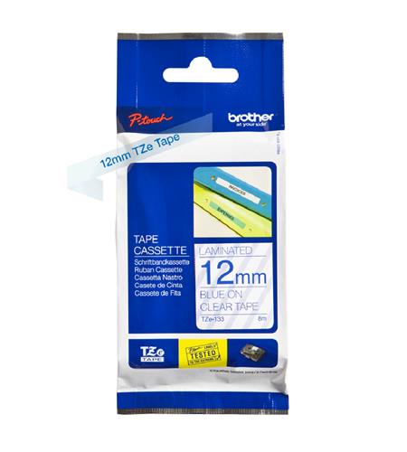 TZE-133 LAMINATED TAPE 12MM 8M BLUE ON CLEAR