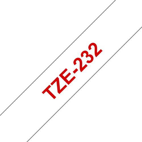 TZE-232 LAMINATED TAPE 12MM 8M RED ON WHITE