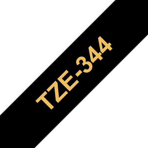 TZE-344 LAMINATED TAPE 18MM 8M GOLD ON BLACK