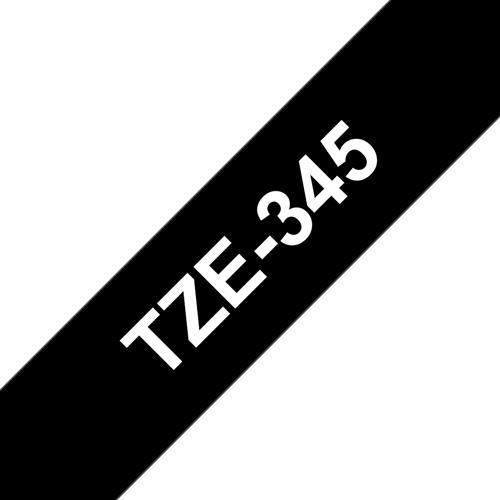 TZE-345 NASTRO LAMINATO 18MM 8M BIANCO SU NERO