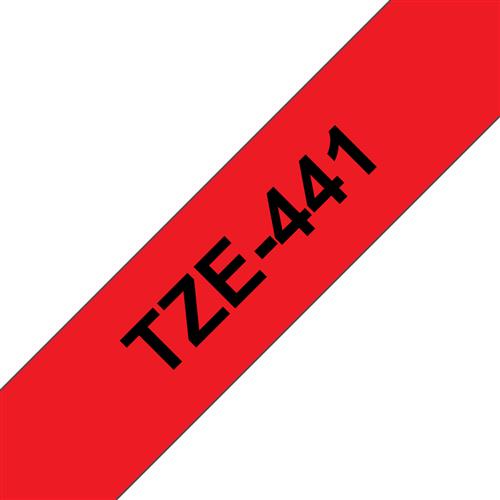 TZE-441 LAMINATED TAPE 18MM 8M BLACK ON RED