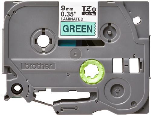 TZE-721 LAMINATED TAPE 9MM 8M BLACK ON GREEN