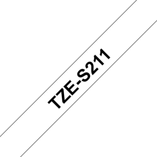 TZE-S211 LAMINATED TAPE 6MM 8M BLACK ON WHITE EXTRA-STRONG