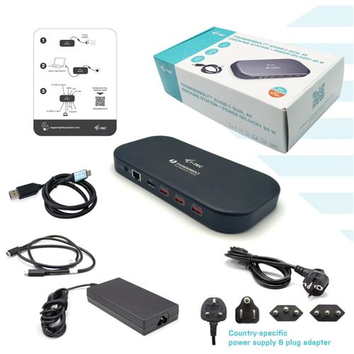 I-TEC TB 3 DUAL 4K DOCKING STATION POWER DELIVERY 60W