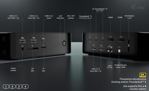 I-TEC THUNDERBOLT 5 QUATTRO DISPLAY DOCKING STATION +PD 140W