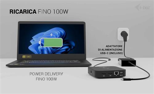 I-TEC USB-C 2X HDMI DOCK 100W PD 100W + I-TEC CHARGER 100W