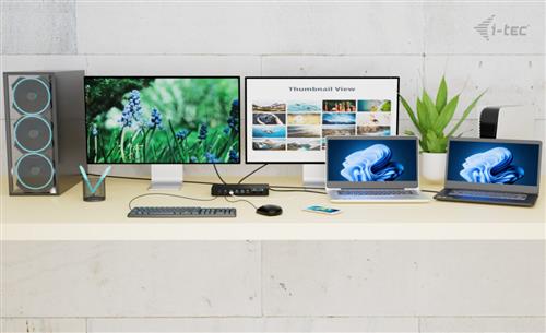 I-TEC USB-C KVM DOCKING STATION FOR 3 HOSTS DUAL DISPLAY POWER D