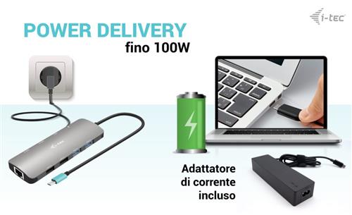 I-TEC USB-C METAL NANO 2X HDMI DOCKING STATION PD 100W + CHARGE