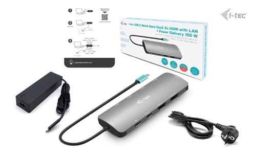 I-TEC USB-C METAL NANO 2X HDMI DOCKING STATION PD 100W + CHARGE