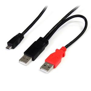 StarTech.com USB2HAUBY3 cavo USB 0,3 m USB 2.0 Micro-USB B 2 x USB A Nero