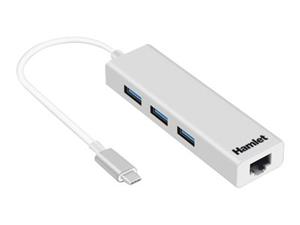 HUB USB-C E 3 USB 3.0+LAN GIGA COMPATTTO - IN ALLUMINIO