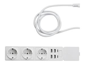 INDOOR POWER STRIP WITH 3 SOCKETS AND 4 USB PORTS