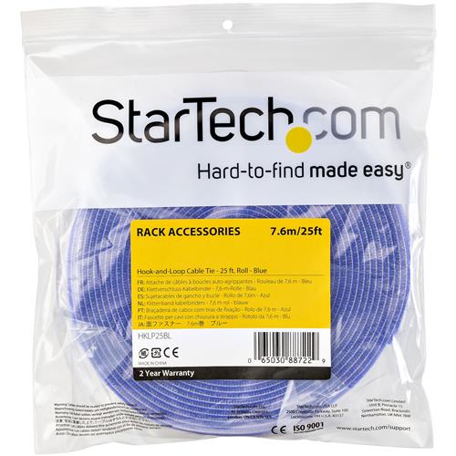 StarTech.com HKLP25BL fascetta Fascetta con gancio e anello Nylon 1 pz