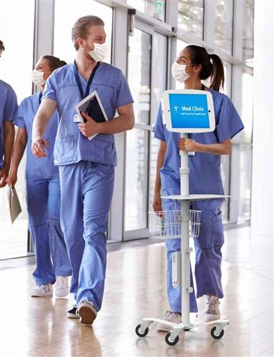 IPAD 10TH-11TH (A16) GEN SPACE ENCL. MEDICAL ROLLING CART WHITE