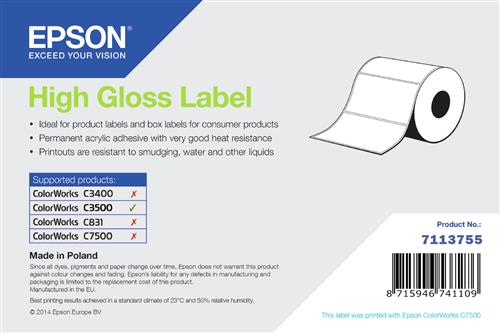 HIGH GLOSS LABEL DIE-CUT ROLL 102MM X 152MM 210 LABELS