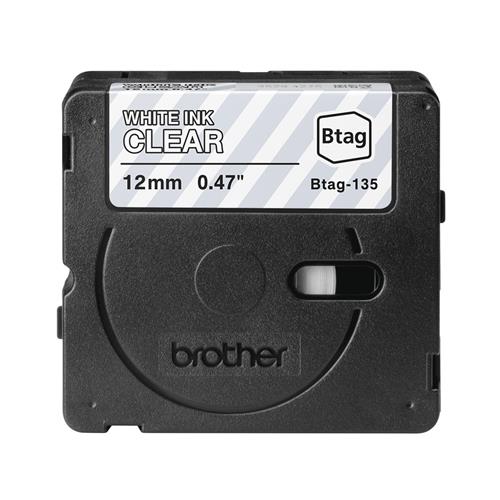 NASTRO BTAG135DA 12MM BIANCO SU TRASPARENTE LUNGH 4 M