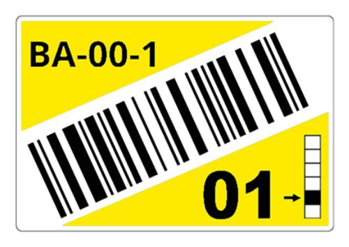 ROLL OF PRE-CUT LABELS FOR RACKS AND PALLETS 75 X 110 MM YE