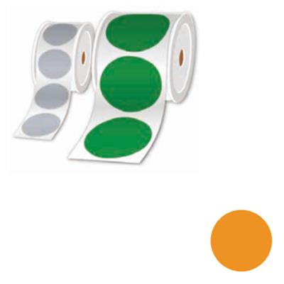 ROLLS OF PRE-CUT LABELS ORANGE 25MM - PER ROLL OF 1000 LABELS