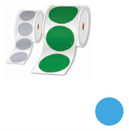 ROLLS OF PRE-CUT STICKERS SKY BLUE 50MM - PER ROLL OF 500 LABE