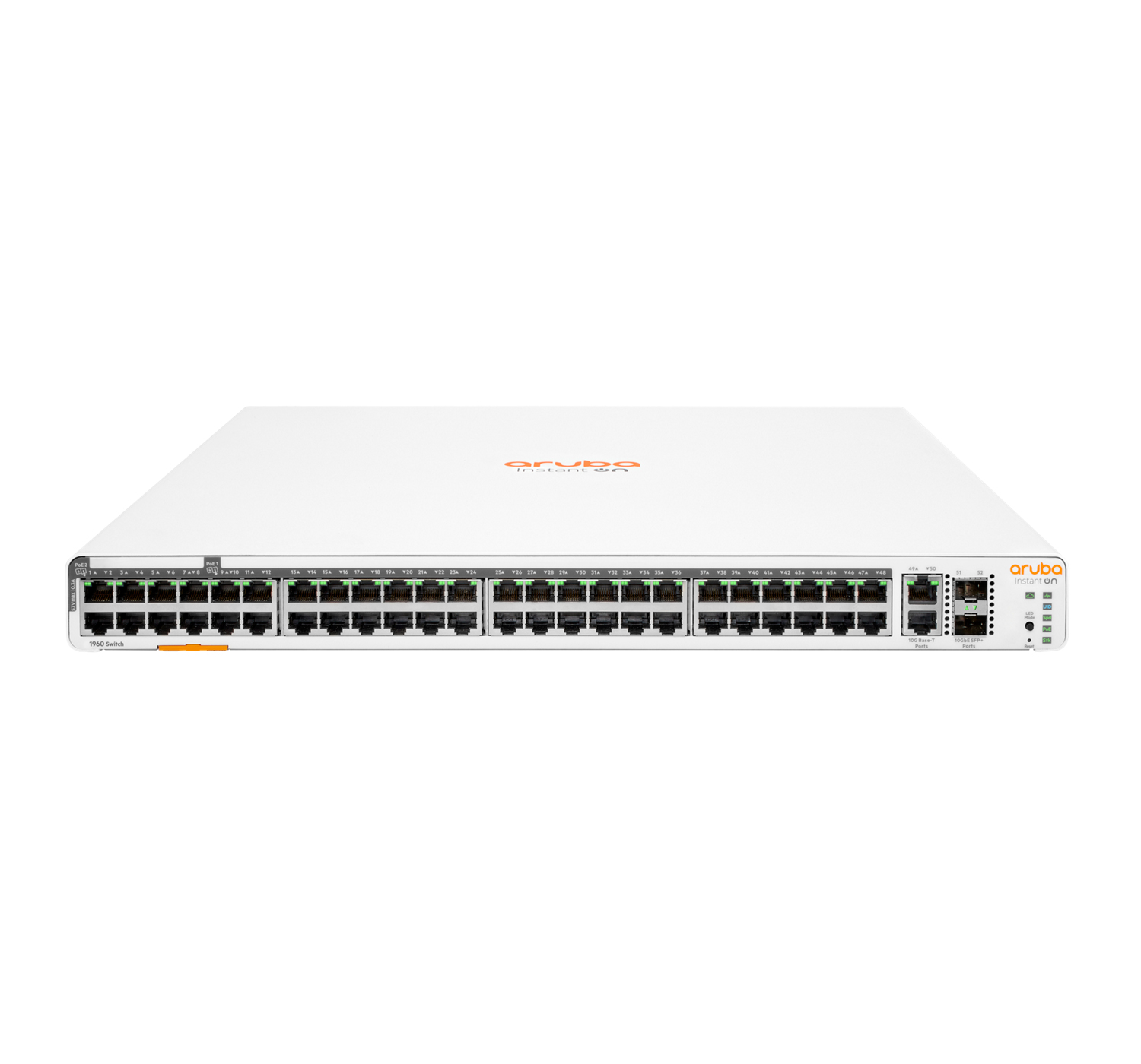 HPE Aruba Networking Aruba Instant On 1960 48G 40p Class4 8p Class6 PoE 2XGT 2SFP+ 600W Gestito L2+ Gigabit Ethernet (10/100/1000) Supporto Power over Ethernet (PoE) 1U Bianco