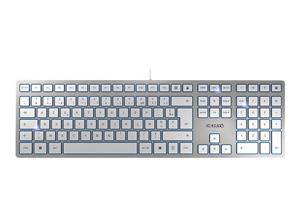 CHERRY KC 6000 Slim tastiera Universale USB AZERTY Francese Argento, Bianco