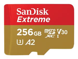 EXTREME MICROSDXC 256GB+SD ADAPATER 190MB/S 130MB/S A2 C10