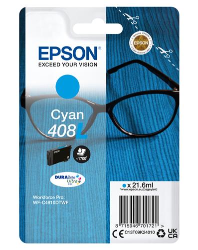 Epson 408L DURABrite Ultra cartuccia d'inchiostro 1 pz Originale Resa elevata (XL) Ciano