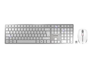 CHERRY DW 9100 SLIM tastiera Mouse incluso Universale RF senza fili + Bluetooth AZERTY Francese Argento