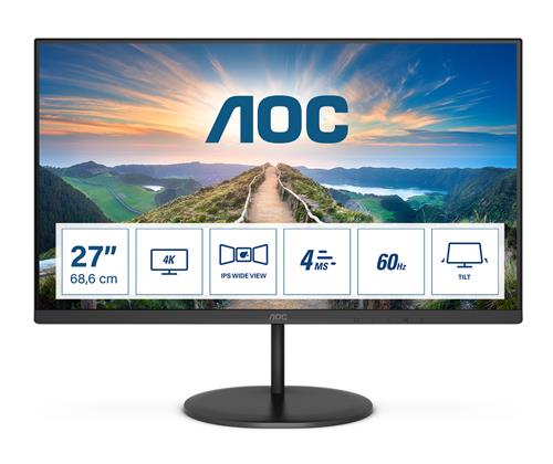 AOC V4 U27V4EA Monitor PC 68,6 cm (27) 3840 x 2160 Pixel 4K Ultra HD LED Nero