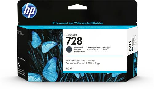 HP 728 130-ml Matte Black DesignJet Ink Cartridge cartuccia d'inchiostro 1 pz Originale Resa standard Nero opaco