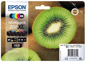 Epson Kiwi 202XL cartuccia d'inchiostro 1 pz Originale Resa elevata (XL) Nero, Nero per foto, Ciano, Magenta, Giallo