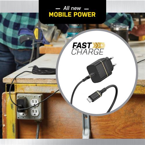 EU WALL CHARGER 20W 1X USB-C 20W USB-PD USB C-C CABLE 1M BLAC