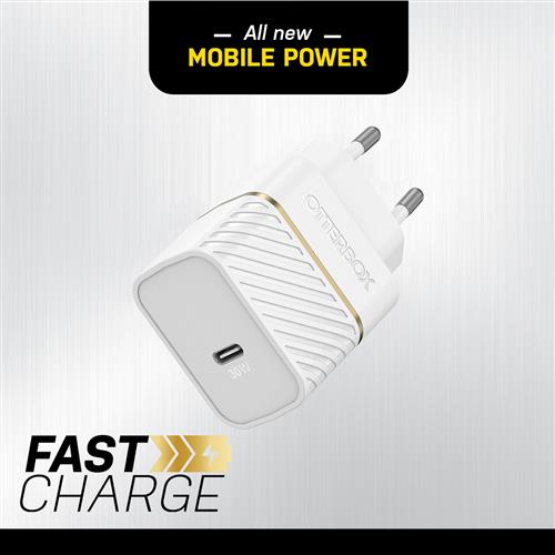 OTTERBOX EU WALL CHARGER 30W GAN 1X USB-C 30W USB-PD WHITE