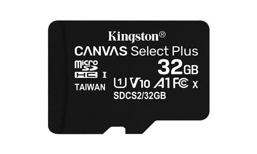 32GB MICROSDHC CANVAS SELECT 100R A1 C10 CARD + SD ADAPTER